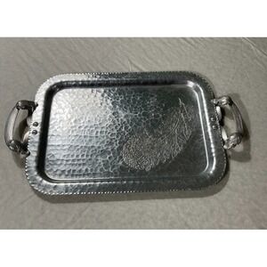 VTG Continental Silverlook 523 Hand Wrought Aluminum Serving Tray Chrystanthemum